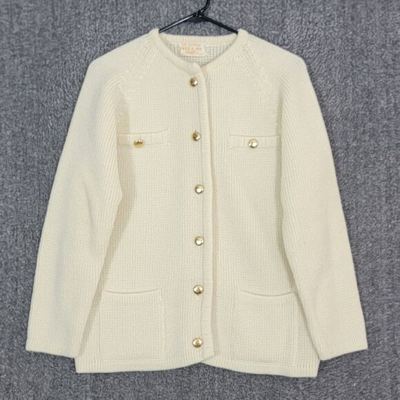 Vintage Millay Cardigan Sweater Womens Small Cream Button Front Made in Japan - Picture 1 of 12